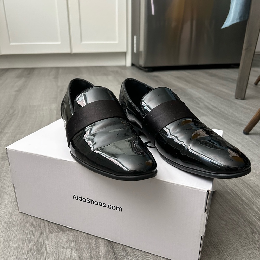 Aldo Men's Asaria Glossy Black Slip-On Loafers 9.5